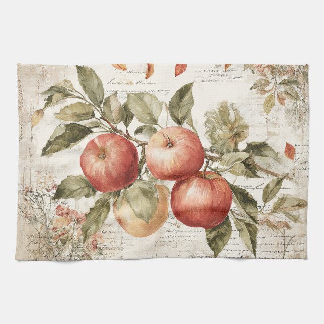 Vintage design Apple branch Kitchen Towel (Horizontal)