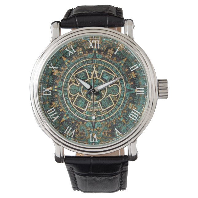 Vintage Design Aztec Calendar Watch (Front)