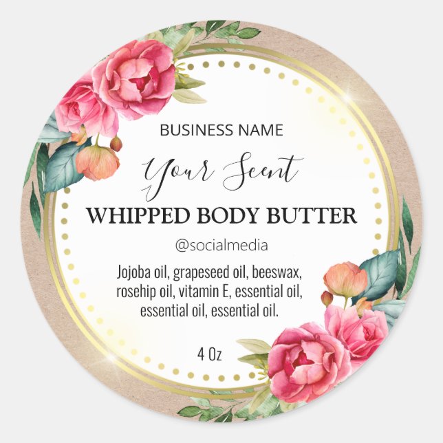Vintage Design Body Butter Labels (Front)