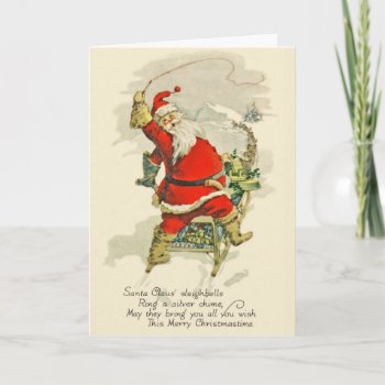 Vintage-design Christmas Santa & His Sled Dogs Holiday Card by lkranieri at Zazzle
