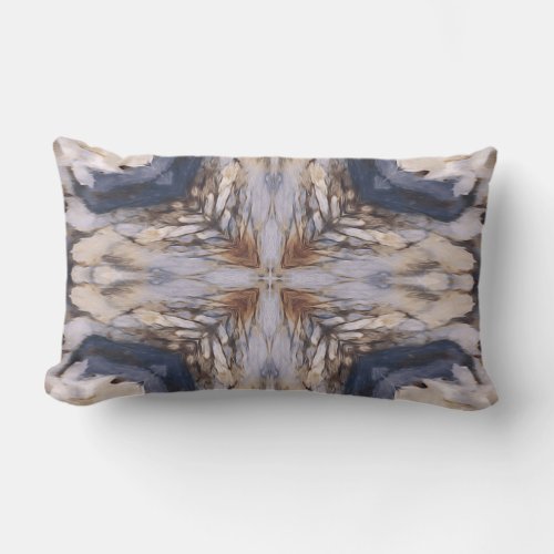 Vintage design elegant pattern navy blue creame lumbar pillow