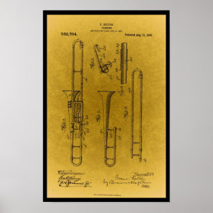 Vintage Design Retro trombone patent Poster
