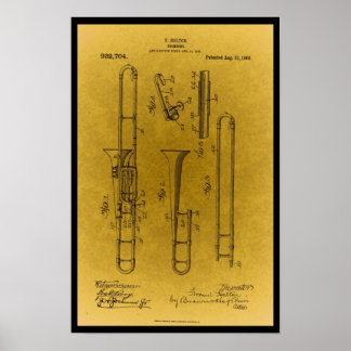 Vintage Design Retro trombone patent print