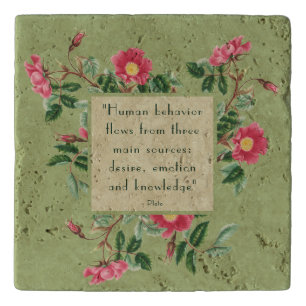 Vintage Design Sage Green Pink Roses Trivet