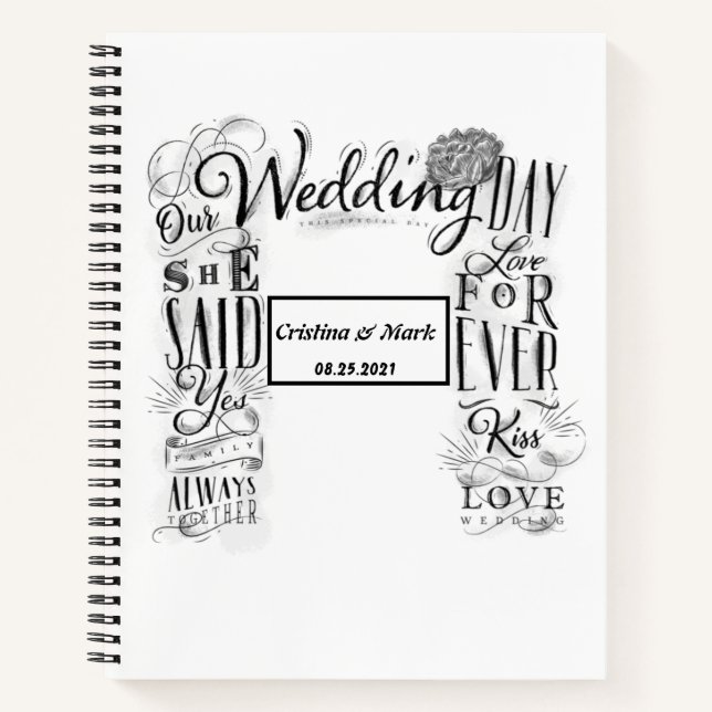Vintage Design Wedding Guestbook Notebook (Front)
