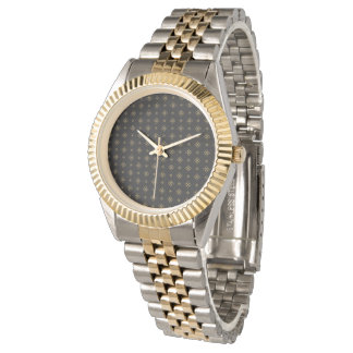 Vintage Designer Gold Diamond Pattern Watch