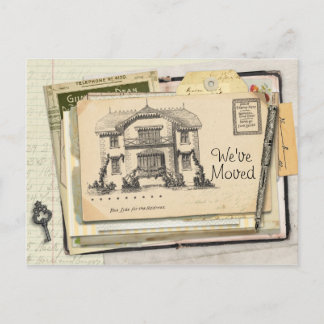 Vintage Desk Postcard We've Moved