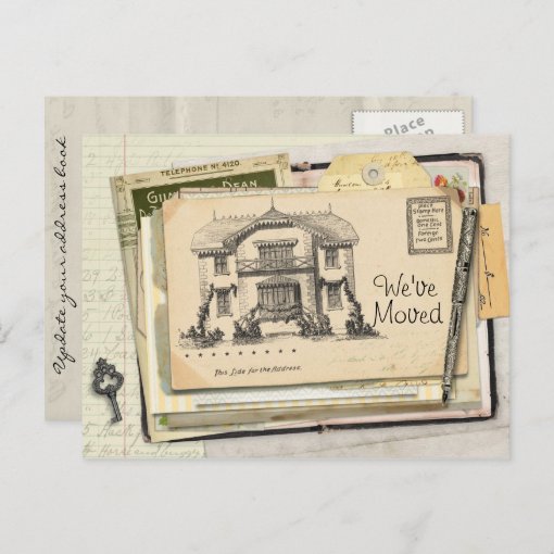 Vintage Desk Postcard We've Moved | Zazzle