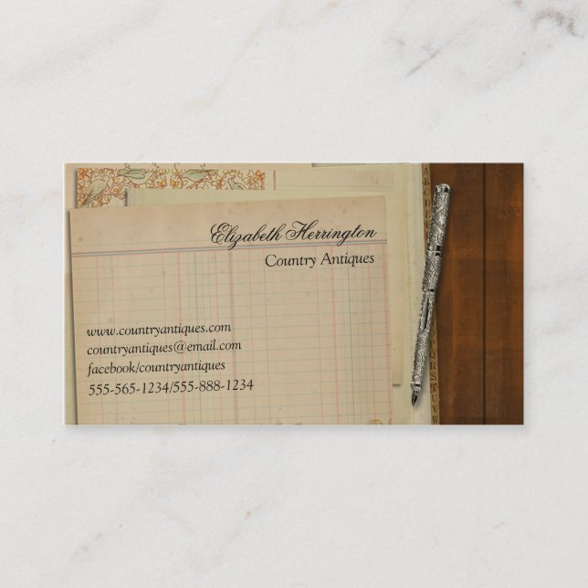 Vintage Desk with Papers Cards Fountain Pen (Front)