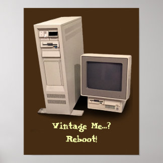 Vintage Desktop Computer Reboot Small Poster