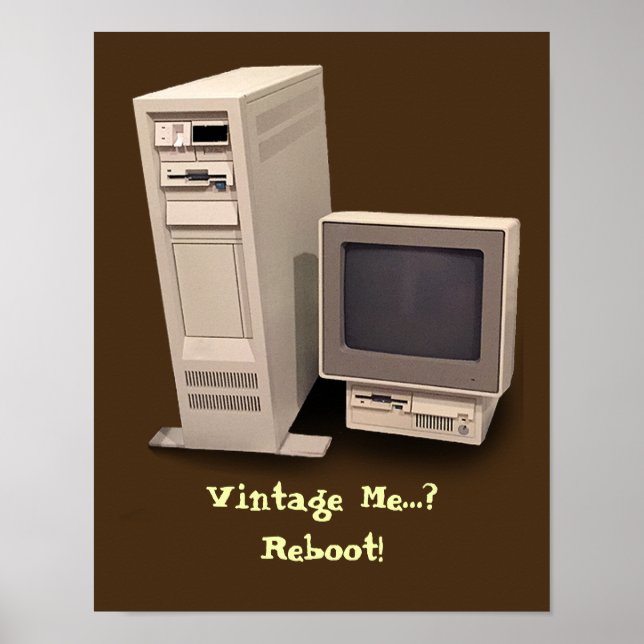 Vintage Desktop Computer Reboot Small Poster (Front)