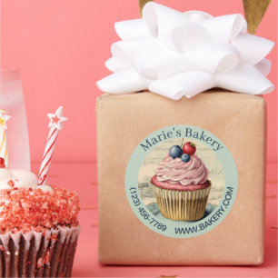 Vintage Dessert Baker Cake Caterer Cupcake Bakery Classic Round Sticker