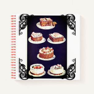 Vintage dessert cake frosting decorating retro   notebook