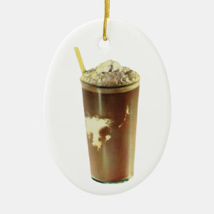 Vintage Dessert, Chocolate Shake and Whipped Cream Ceramic Ornament