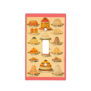 Vintage dessert food illustrated chart kitchen light switch cover