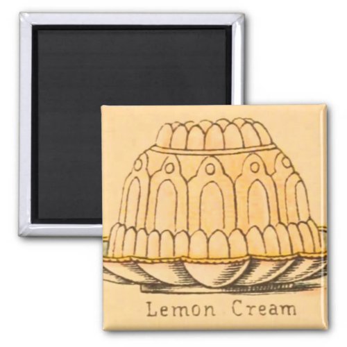 Vintage dessert lemon cream cake illustration  magnet