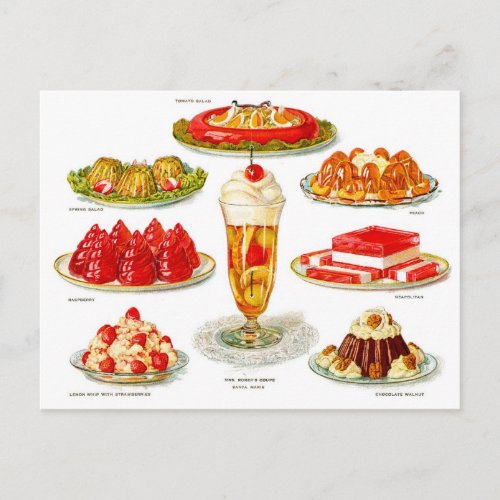 Vintage Desserts Gelatin Possibilities Postcard