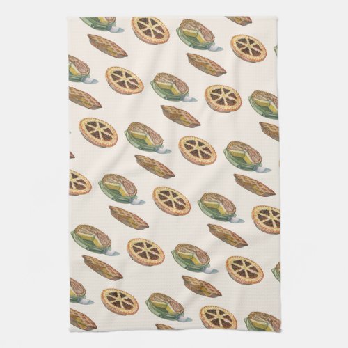 Vintage Desserts Thanksgiving Pies Pecan Pumpkin Kitchen Towel