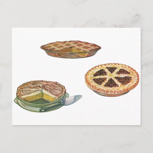 Vintage Desserts Thanksgiving Pies Pecan Pumpkin Postcard