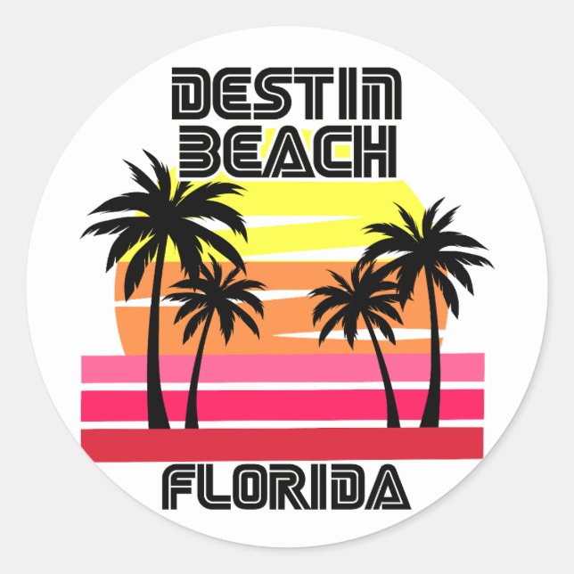 Vintage Destin Beach Florida Classic Round Sticker (Front)
