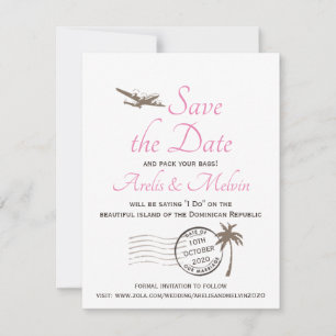 Vintage Destination Luggage Tag matte paper Invitation