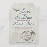 Vintage Destination Luggage Tag Save the Date 2 Invitation ...