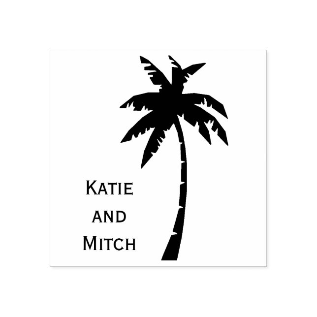 Vintage Destination Palm Tree Wedding Stamp (Imprint)