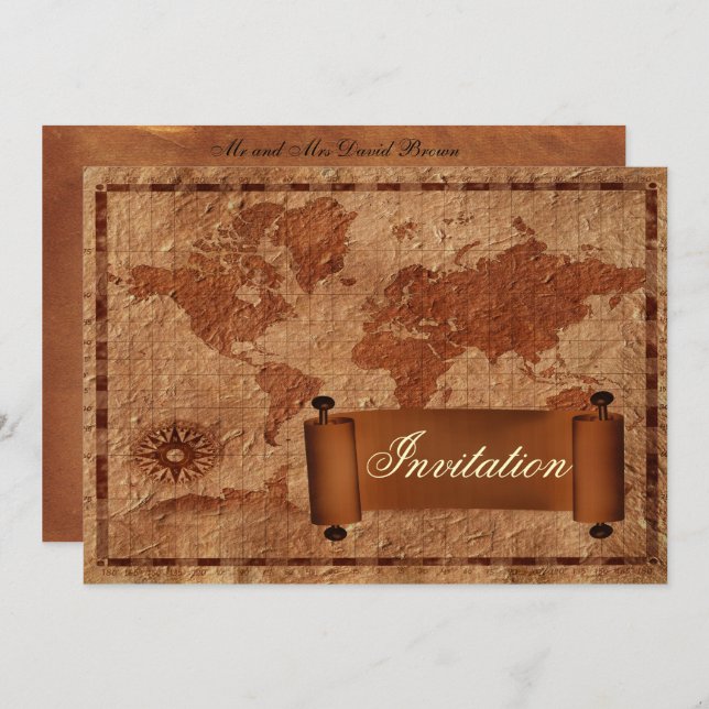 vintage destination wedding invitation (Front/Back)