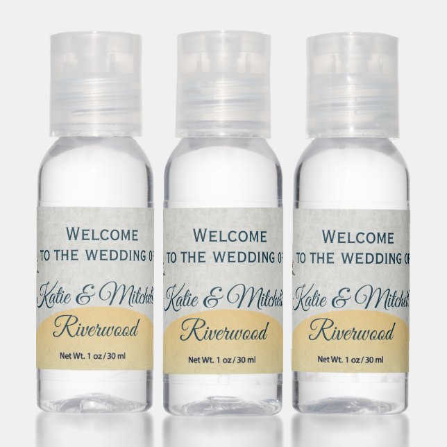 Vintage Destination Wedding Welcome Hand Sanitizer (Set)