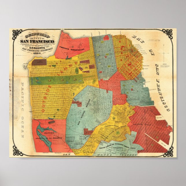 Vintage Detailed San Francisco Map 1876 Poster (Front)