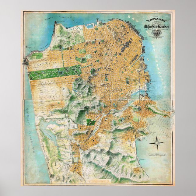 Vintage Detailed San Francisco Map Poster 1911 (Front)