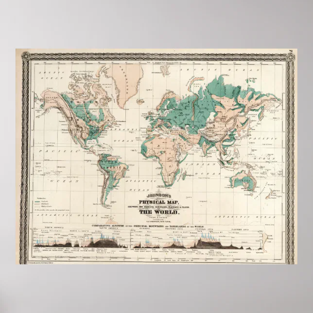 Vintage Detailed World Map Poster | Zazzle