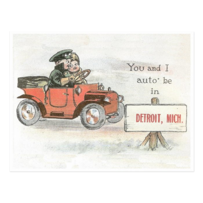 Vintage Detroit Auto Postcard