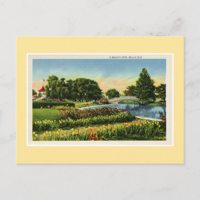 Vintage Detroit Belle Isle bridge Postcard (Front)