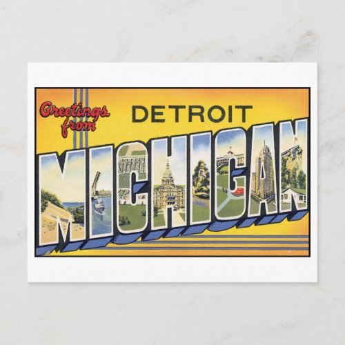 Vintage Detroit MIchigan Postcard