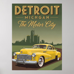 Vintage Detroit Michigan the motor city Poster
