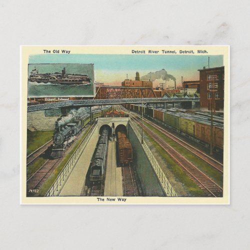 Vintage Detroit River Tunnel Postcard