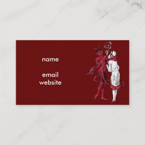 Vintage Devil and Woman Smoking Business Card
