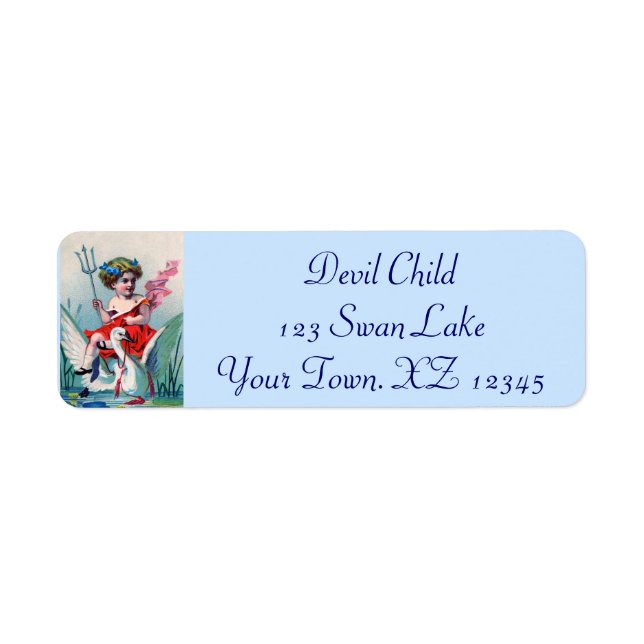 Vintage Devil Child & Swan Label (Front)
