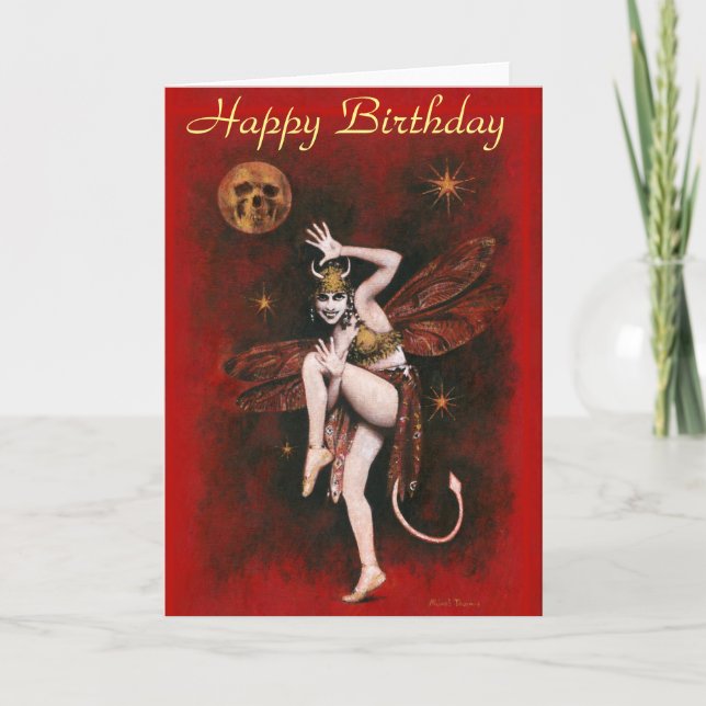 Vintage Devil Lady Birthday Card (Front)