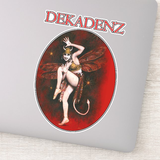 Vintage Devil Lady Dancer Die Cut Sticker (Detail)