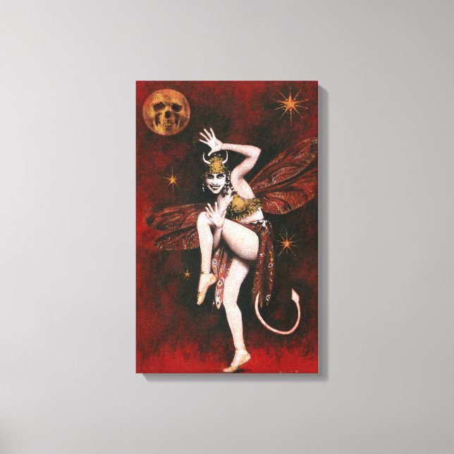 Vintage Devil Lady Dancer Wrapped Canvas Print (Front)