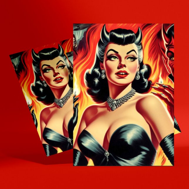 Vintage Devilish Pin-up Postcard (Creator Uploaded)
