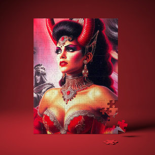 Vintage Devilish Woman Jigsaw Puzzle