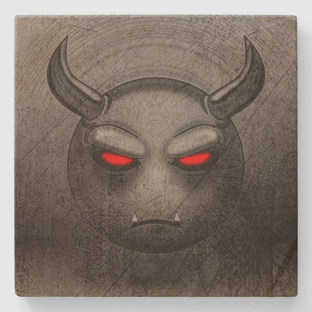 Vintage Devilmoji Stone Bench Coaster (Front)