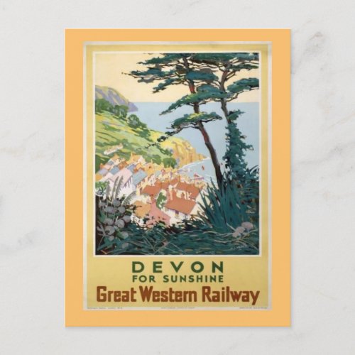 Vintage Devon English Travel Advertisement Holiday Postcard