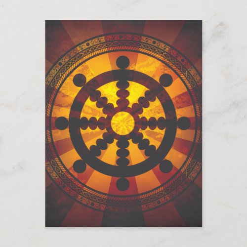 Vintage Dharma Wheel Print Postcard