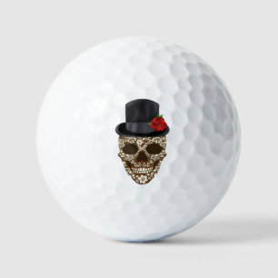 Vintage Dia De Los Muertos Gentleman Sugar Skull Golf Balls