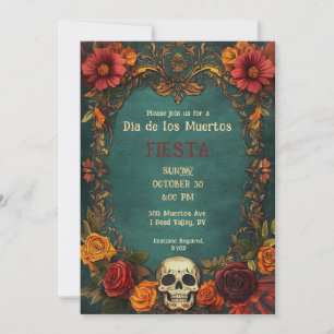 💀🎉 Vintage Día de Muertos Party Invitation