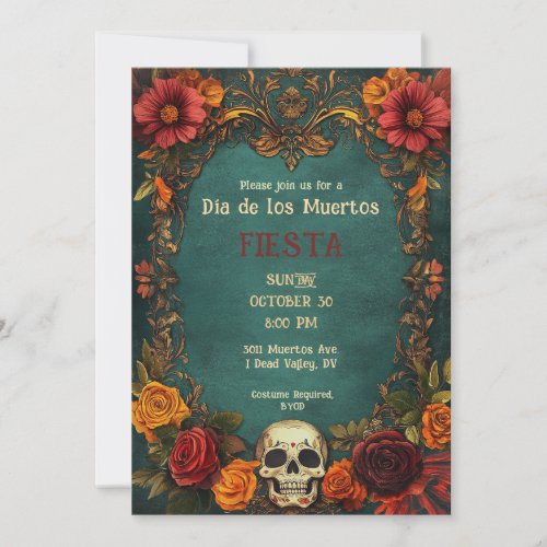  Vintage Da de Muertos Party Invitation